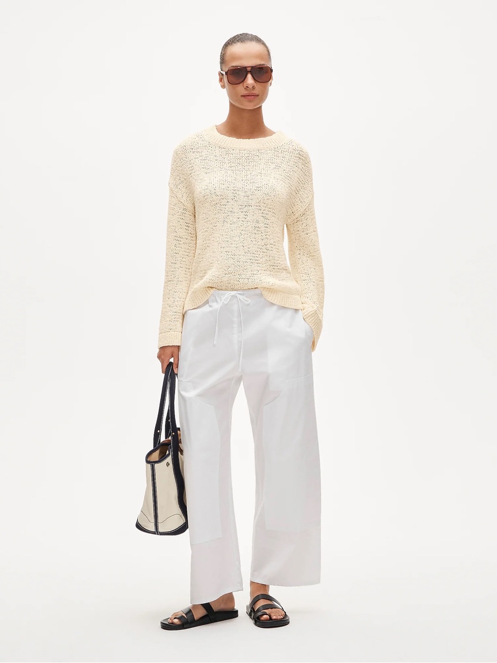 Montauk pullover sweater in Antique White
